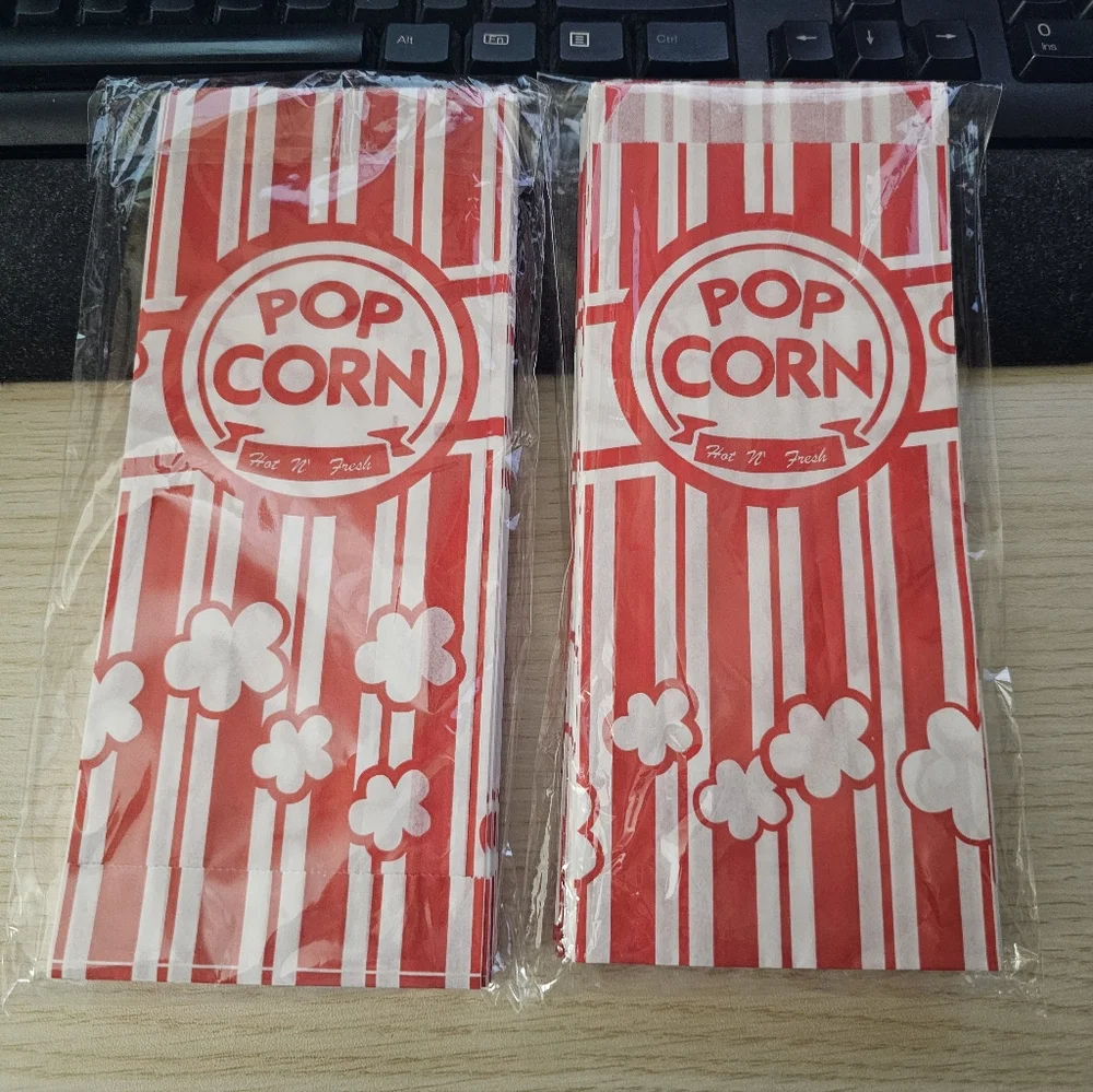 Red and White Disposable Popcorn Bags